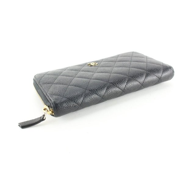 Authentic Chanel Black Caviar Quilted L-Gusset Zipper Continental Wallet 2CC0123 - Picture 8 of 12